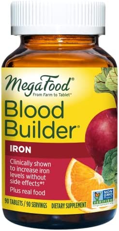 MegaFood Blood Builder - Iron Supplement Shown to Increase Iron Levels without Nausea or Constipation - Energy Support with Iron, Vitamin B12, and Folic Acid - Vegan - 90 Tabs