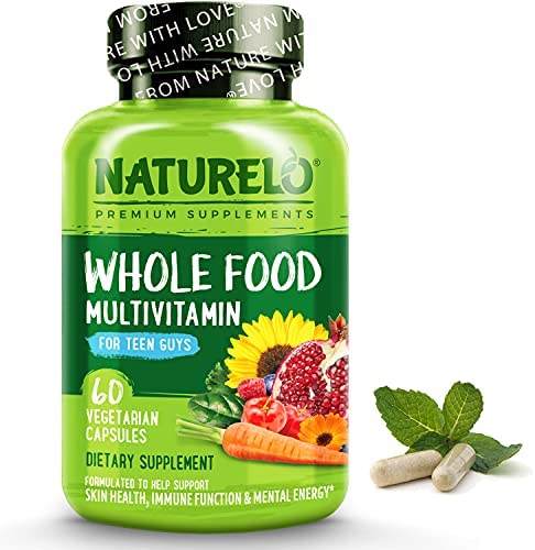 NATURELO Whole Food Multivitamin for Teenage Boys - Vitamins and Minerals Supplement for Active Kids - with Plant Extracts - Non-GMO - Vegan & Vegetarian - 60 Capsules