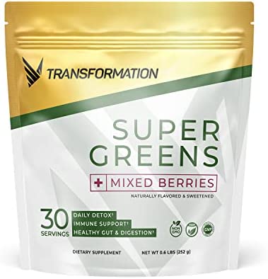 Super Greens Superfood Green Juice Powder - Immune & Energy Support | Made with Natural Ingredients | Detoxifying & Alkalizing Minerals - Spirulina, Chlorella, Wheatgrass, Spinach, Alfalfa & More (1)