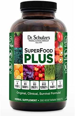 Dr. Schulze’s SuperFood Plus | Vitamin & Mineral Herbal Concentrate | Daily Nutrition & Increased Energy | Gluten-Free & Non-GMO | Vegan | 390 Tabs | Packaging May Vary