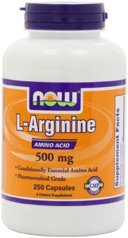 NOW L-Arginine 500 mg,250 Veg Capsules (packaging may vary