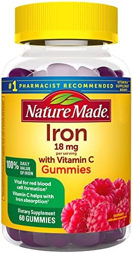 Nature Made Iron 18 mg per Serving with Vitamin C, Dietary Supplement for Red Blood Cell Support, 60 Gummies, 30 Day Supply