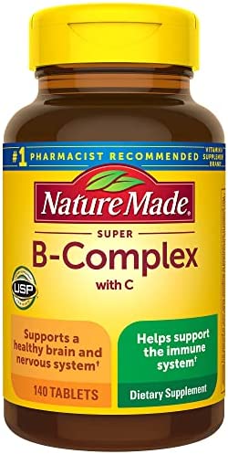 Nature Made Super B Complex with Vitamin C and Folic Acid, Dietary Supplement for Immune Support, 140 Tablets, 140 Day Supply