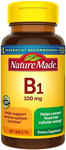 Nature Made Vitamin B1 100 mg, Dietary Supplement for Energy Metabolism Support, 100 Tablets, 100 Day Supply