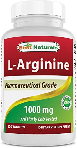 (New Improved Formula) Best Naturals L-Arginine 1000 mg 120 Tablets - Pharmaceutical Grade L Arginine Supplement Promotes Nitric Oxide Synthesis