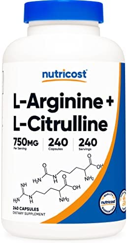 Nutricost L-Arginine L-Citrulline Complex 750mg, 240 Capsules - Non-GMO