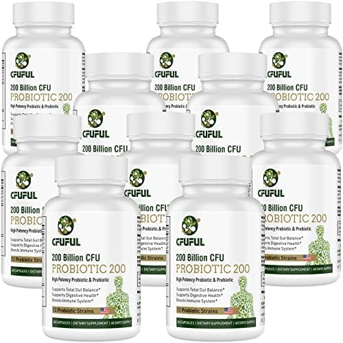 Probiotics for Women and Men 200 Billion CFU 12 Strains Probiotic Supports Digestive Immune Gut Health Organic Prebiotic Shelf Stable Probiotic Supplement for Constipation Bloating 600 Capsules