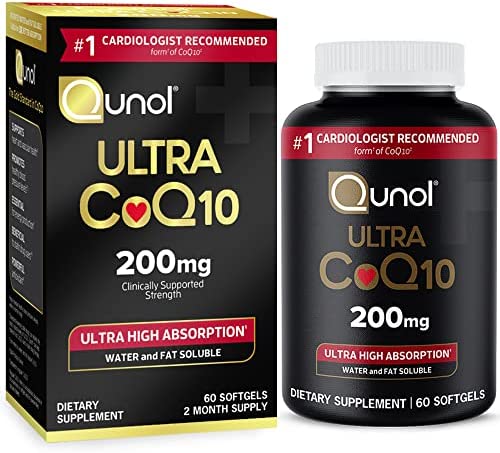 Qunol CoQ10 200mg Softgels, Ultra CoQ10 - Ultra High Absorption Coenzyme Q10 Supplements - Antioxidant Supplement for Vascular and Heart Health & Energy Production - 2 Month Supply - 60 Count