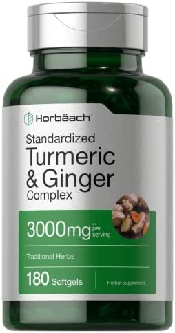 Turmeric and Ginger Supplement | 3000 mg 180 Softgel Pills | with Black Pepper Extract | Non-GMO, Gluten Free Supplement | by Horbaach