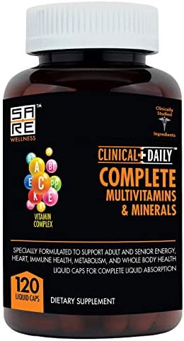 Clinical Daily Complete Whole Food Multivitamin Supplement for Women & Men - Complete Liquid Vitamin Absorption! 42 Superfood Fruits Vegetables - Young Adult to Senior - 120 Liquid Capsules