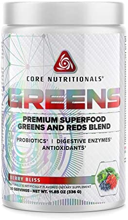 Core Nutritionals Greens Platinum Premium Superfood Greens and Reds Blend, Supports Digestion and Gut Health, 5 Billion CFU Probiotic,30 Servings (Berry)