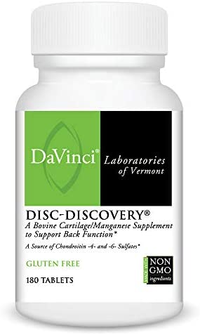 DaVinci Labs Disc Discovery - Dietary Supplement to Support Spinal Health - With Vitamin C, Vitamin D3, Bovine Tracheal Cartilage, Apple Pectin, Horsetail Powder, and More - Gluten-Free - 180 Capsules