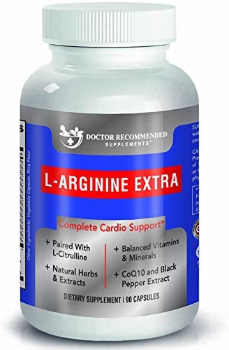 Doctor Recommended L-Arginine Supplement – Supports Muscle Mass – Improves Blood Flow – Nitric Acid Precursor – Blended with Vitamins and Cardio Support Ingredients – 100% Vegetarian – Made in USA