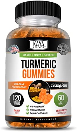 Kaya Naturals Turmeric Supplements Gummies | Pure Nature Turmeric Curcumin |Turmeric Ginger Gummies -Joint Support Gummy | Turmeric with Black Pepper Extract - 120 Count