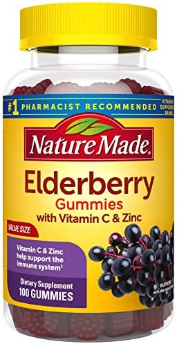 Nature Made Elderberry with Vitamin C and Zinc, Dietary Supplement for Immune Support, 100 Gummies, 50 Day Supply