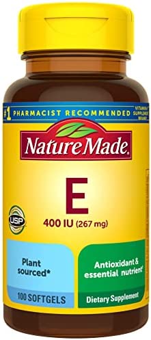 Nature Made Vitamin E 267 mg (400 IU) d-Alpha, Dietary Supplement for Antioxidant Support, 100 Softgels, 100 Day Supply