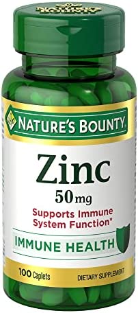 Nature's Bounty Zinc, Immune Support, 50 mg, Caplets, 100 Ct