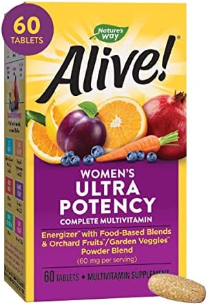 Nature’s Way Alive! Women’s Ultra Potency Complete Multivitamin, High Potency B-Vitamins, Energy Metabolism*, 60 Tablets