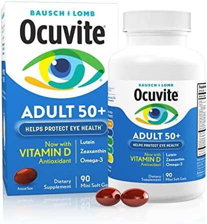 Ocuvite Eye Vitamin & Mineral Supplement, Contains Zinc, Vitamins C, E, Omega 3, Lutein, & Zeaxanthin, 90 Softgels (Packaging May Vary)