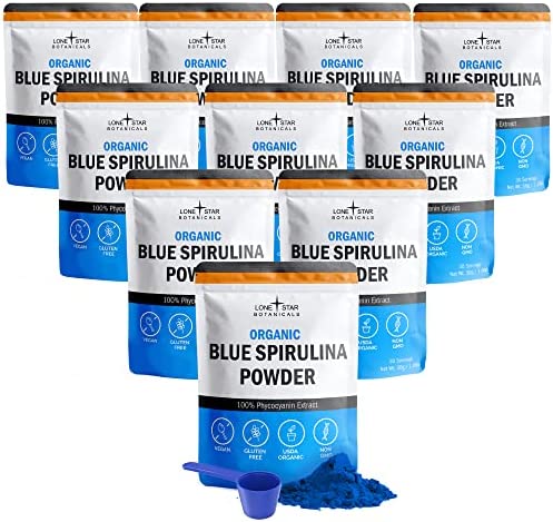 Organic Blue Spirulina Powder - 100% Pure Superfood from Blue-Green Algae, Natural Food Coloring for Smoothies & Protein Drinks - Non GMO, Gluten-Free, Dairy-Free, Vegan + USDA Certified, 300 Servings