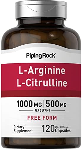 Piping Rock L-Arginine 1000mg Capsules | with Citrulline | 120 Capsules | Free Form Supplement | Non-GMO, Gluten Free