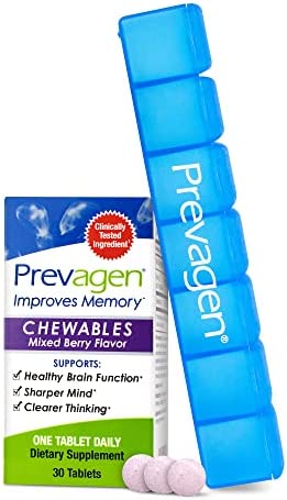 Prevagen Improves Memory - Regular Strength 10mg, 30 Chewables |Mixed Berry| with Apoaequorin & Vitamin D & Prevagen 7-Day Pill Minder | Brain Supplement for Better Brain Health