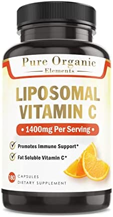 Pure Organic Elements - Liposomal Vitamin C Dietary Supplement, Capsules Non GMO, Soy Free, Gluten Free