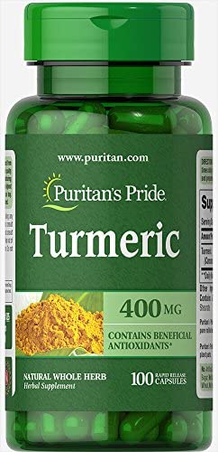 Puritans Pride Turmeric 400 mg Capsules, 100 Count