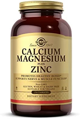 Solgar Calcium Magnesium Plus Zinc, 250 Tablets - Promotes Healthy Bones and Teeth - Supports Nerve & Muscle Function - Non GMO, Vegan, Gluten Free, Dairy Free, Kosher, Halal - 83 Servings