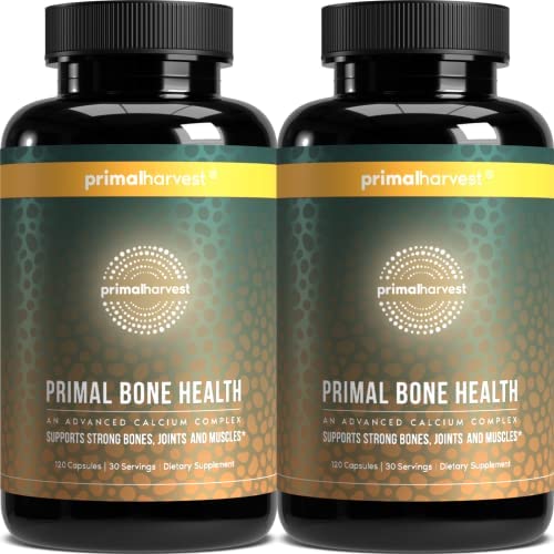 2 Pack, Calcium Carbonate Bone Health Complex by Primal Harvest for Men and Women with Calcium, Magnesium, Zinc, Manganese, Potassium, and L-Carnitine