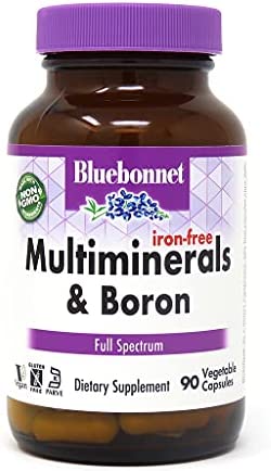 Bluebonnet Multi Mineral Plus Boron Vegetarian Capsules without Iron,White 90 Count