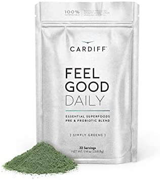 Cardiff 9.4oz Bag Simply Greens Powder Organic Whole Foods Greens Supplements Greens Superfood Powder Smoothie Mix Spirulina Wheat Grass Fruits and Veggies Supplement Green Powder superfood…