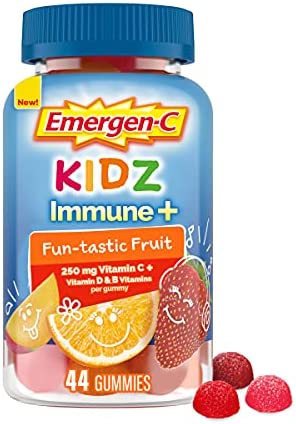 Emergen-C Kidz Immune+ Immune Support Dietary Supplements, Flavored Gummies with Vitamin C, B Vitamins and Vitamin D for Immune Support, Fun-Tastic Fruit Flavored Gummies - 44 Count