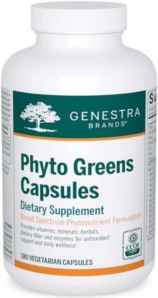 Genestra Brands Phyto Greens Capsules | Vitamins, Dietary Fiber and Enzymes for Optimum Nutrition | 180 Capsules