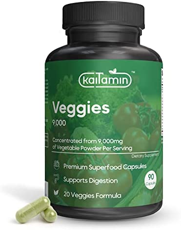 Kaitamin - Veggies 9000, Take as Digestive Health and Immune Support Supplement, Vegan Antioxidant Nutritional Supplements with 20 Super Veggies, All-in-One Vegetable Supplement, 90 Capsules