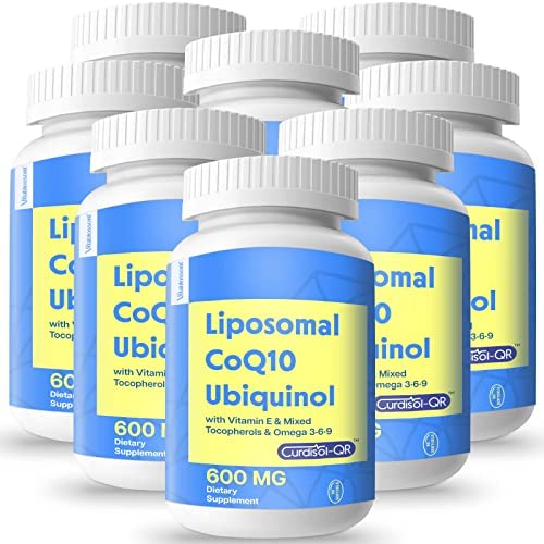 Liposomal CoQ10 600 mg Softgel Ubiquinol, Highest Absorption, CoenzymeQ10 Ubiquinol with Vitamin E, Omega 3 6 9 & Mixed Tocopherols, Co Q10 Supplement for Powerful-Antioxidant, 480 Softgels