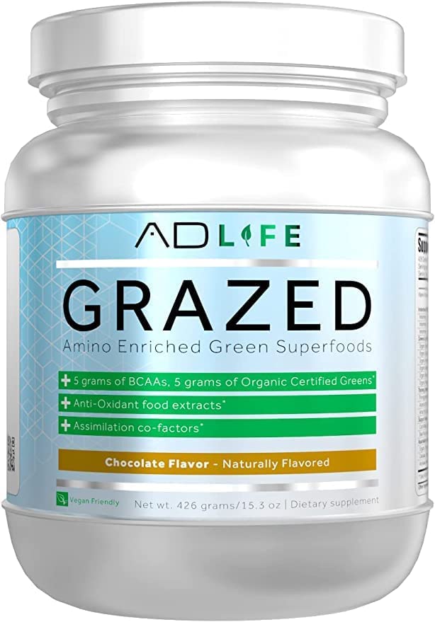 Miri Grazed Amino Enriched Green Superfoods, 5 Grams of BCAA, 5 Grams of Organic Certified Greens, Anti-Oxidant Food Extracts (30 Servings, Chocolate)