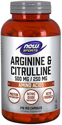 NOW Sports Nutrition, Arginine & Citrulline 500 mg/ 250 mg, Amino Acids, 240 Veg Capsules