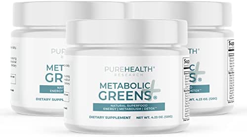 PUREHEALTH RESEARCH Greens+ Superfood Powder The Energy Magician Promote Energy & Vitality - Greens, Reds, Probiotic & Enzyme Blends, 90 Servings