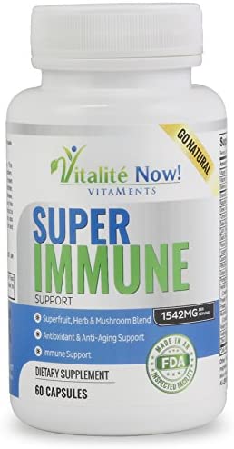 Super Wellness Immune Booster - Quercetin Immunity Support, 25 Vitamins, Herbs, Superfoods, Mushrooms - Vitamins C & E - Selenium - Turmeric - Immune Defense Supplement - 60 Capsules