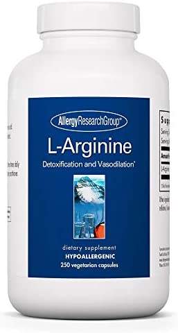 Allergy Research Group - L-Arginine 500 mg - Free Form Amino Acid, Blood Vessel - 250 Vegetarian Capsules