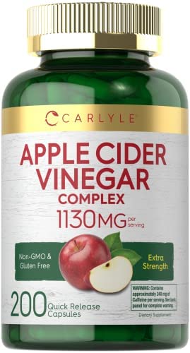 Carlyle Apple Cider Vinegar Capsules | Apple Lean | 200 Pills | Non-GMO & Gluten Free Supplement | with Diet Plan