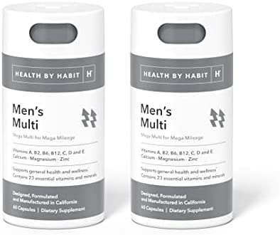 Health By Habit Mens Multi Supplement 2 Pack (120 Capsules) - 23 Essential Vitamins and Minerals, Supports General Health & Wellness, Non-GMO, Sugar Free (2 Pack)