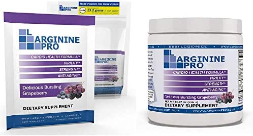 L-ARGININE PRO, L-arginine Supplement - 5,500mg of L-arginine Plus 1,100mg L-Citrulline - Jar + Packets Set (Grapeberry, Jar+30Packets)