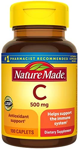 Nature Made Vitamin C 500 mg Caplets, for Immune Support, Gluten Free 100 Count (Pack of 3)