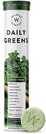 Nutrition Daily Greens (15 Effervescent Tablets) | Wholefood Multivitamins with Vitamin C, Zinc, B6 for Immunity & Detox with Organic Certified Plant Superfoods & Antioxidants - Pack of 1