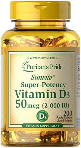 Vitamin D3 50mcg (2,000 IU) Bolsters Immune Health by Puritan's Pride for Support of Immune Health and Healthy Bones and Teeth 200 Softgels