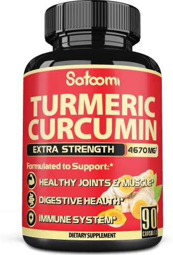 6IN1 Turmeric Curcumin Supplement 𝟒𝟔𝟕𝟎𝐦𝐠 - 3 Month Supply - Combined Ginger Root, Garlic Bulb, Rosemary & Black Pepper - Healthy Joints & Muscle,Digestive and Immune System Support - 90 Capsules