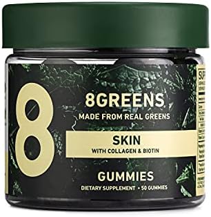 8Greens Gummies - Daily Super Greens Vitamins for Energy & Immune Support (1 Jar / 50 Gummies) (Strawberry (Skin))