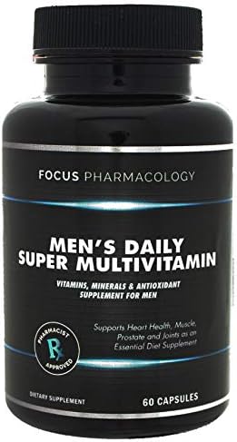 Focus Pharmacology Men's Daily Super Multi-Vitamin for Men - 60 Ct Blend of Vitamins, Minerals, Plus Herbs for Prostate Health and General Energy/Focus